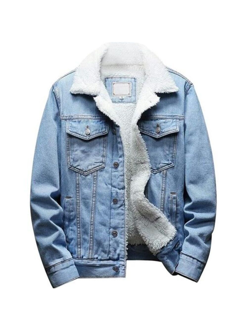 Mens Denim Jacket Sherpa Lined Jean Trucker Jacket Winter Coat Thick Warm